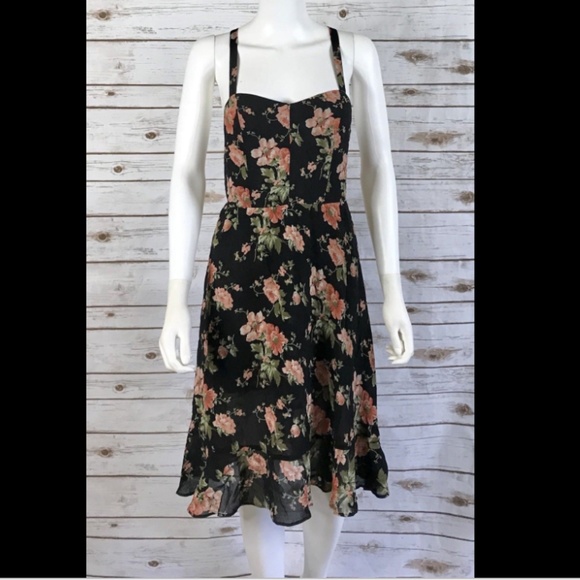 reformation black floral dress